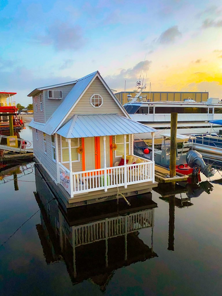 porch view of the famous tiny houseboat